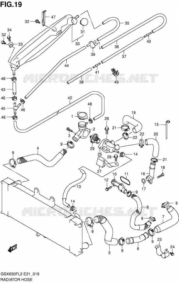 RADIATOR SLANG Suzuki MOTO 650 GSX-F 2012  GSX650FAL2(E21)