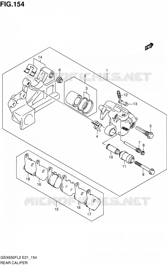 REAR CALIPER (GSX650FUL2 E21) Suzuki MOTO 650 GSX-F 2012  GSX650FAL2(E21)