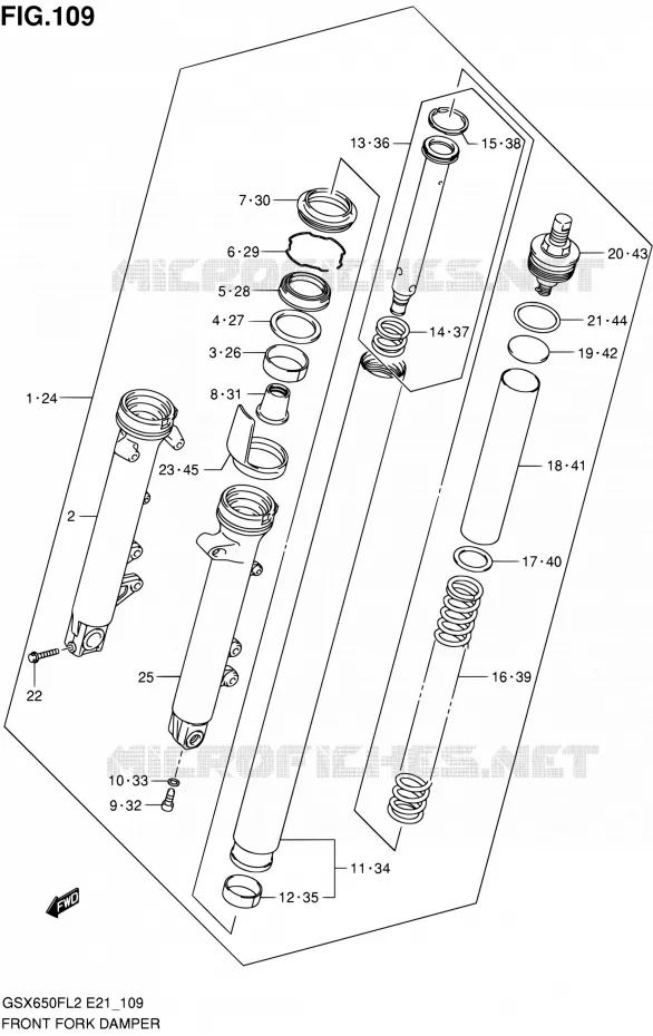 VOORVORK (GSX650FAL2 E21) Suzuki MOTO 650 GSX-F 2013  GSX650FAL2(E21)