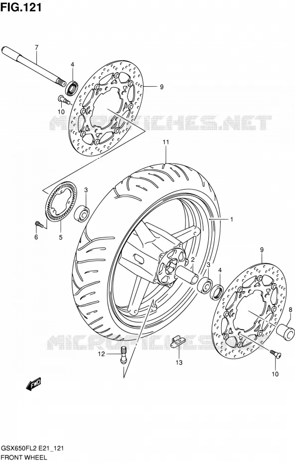 VOORWIEL (GSX650FAL2 E21) Suzuki MOTO 650 GSX-F 2016  GSX650FAL2(E21)