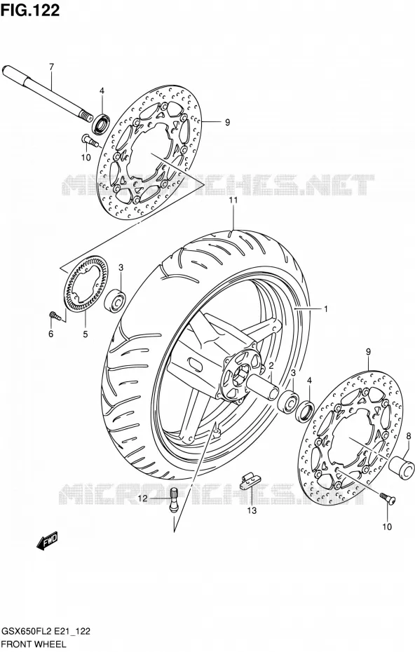 VOORWIEL (GSX650FUAL2 E21) Suzuki MOTO 650 GSX-F 2016  GSX650FAL2(E21)
