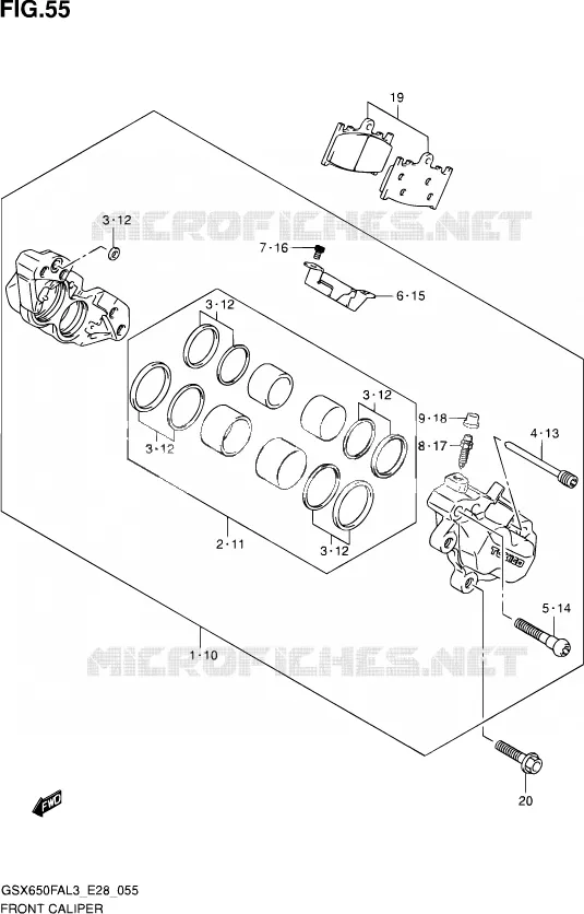 FRONT CALIPER Suzuki MOTO 650 GSX-F 2013  GSX650FA L3