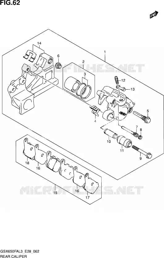 REAR CALIPER Suzuki MOTO 650 GSX-F 2013  GSX650FA L3
