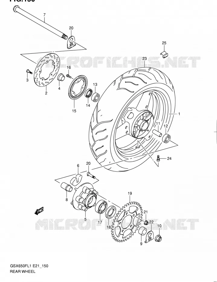 ACHTERWIEL (GSX650FAL1 E21) Suzuki MOTO 650 GSX-F 2011  GSX650FUL1(E24)