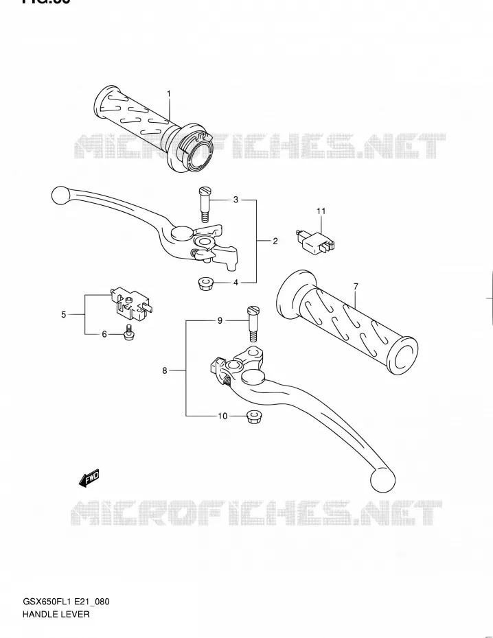 HANDGRIPS - LEVERS (GSX650FUL1 E24) Suzuki MOTO 650 GSX-F 2011  GSX650FUL1(E24)