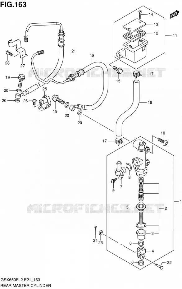 ACHTER HOOFDREMCILINDER (GSX650FUAL2 E21) Suzuki MOTO 650 GSX-F 2012  GSX650FUL2(E21)