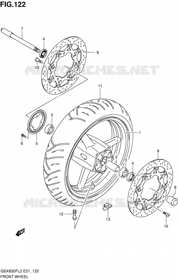 VOORWIEL (GSX650FUAL2 E21) Suzuki MOTO 650 GSX-F 2012  GSX650FUL2(E21)