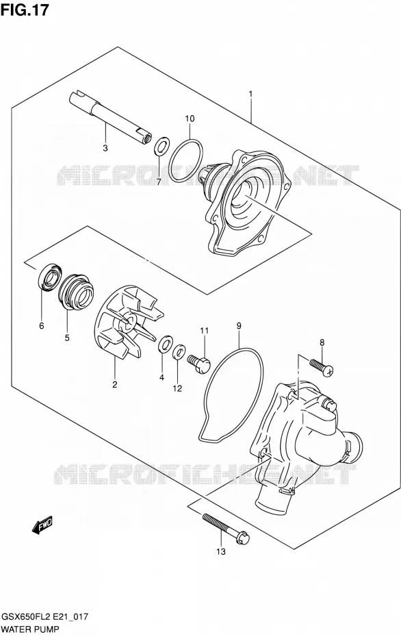 WATERPOMP Suzuki MOTO 650 GSX-F 2012  GSX650FUL2(E21)