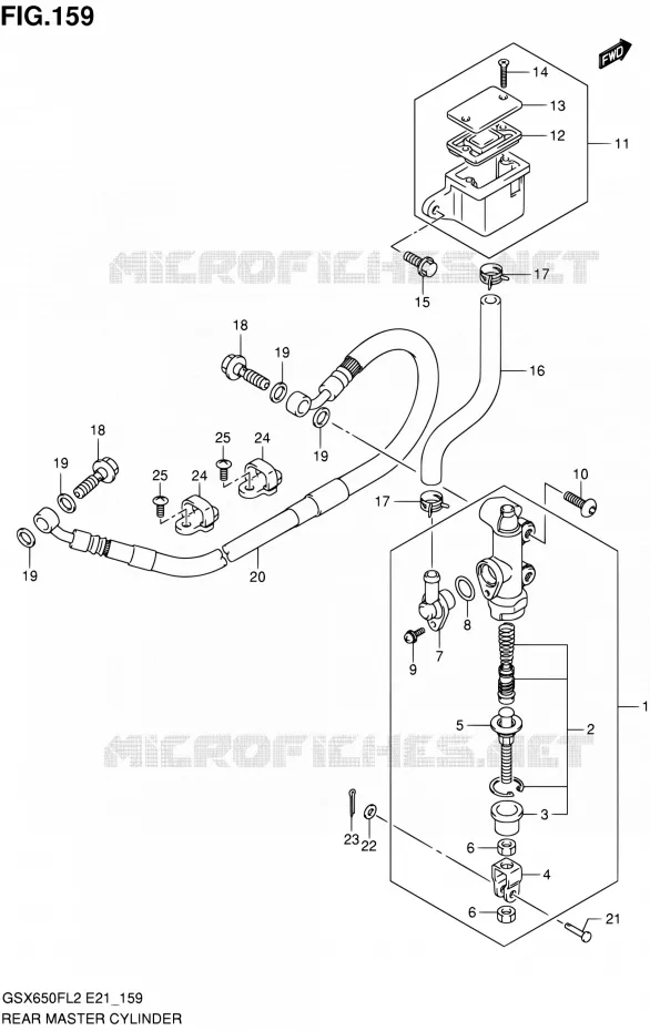 ACHTER HOOFDREMCILINDER (GSX650FL2 E24) Suzuki MOTO 650 GSX-F 2012  GSX650FUL2(E24)