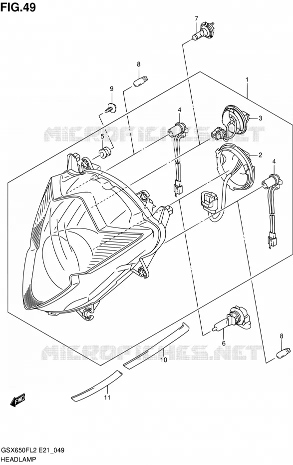 KOPLAMP (GSX650FUAL2 E21) Suzuki MOTO 650 GSX-F 2012  GSX650FUL2(E24)