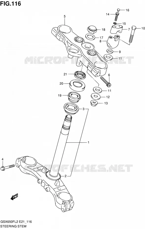 STUURKOLOM (GSX650FUAL2 E21) Suzuki MOTO 650 GSX-F 2012  GSX650FUL2(E24)