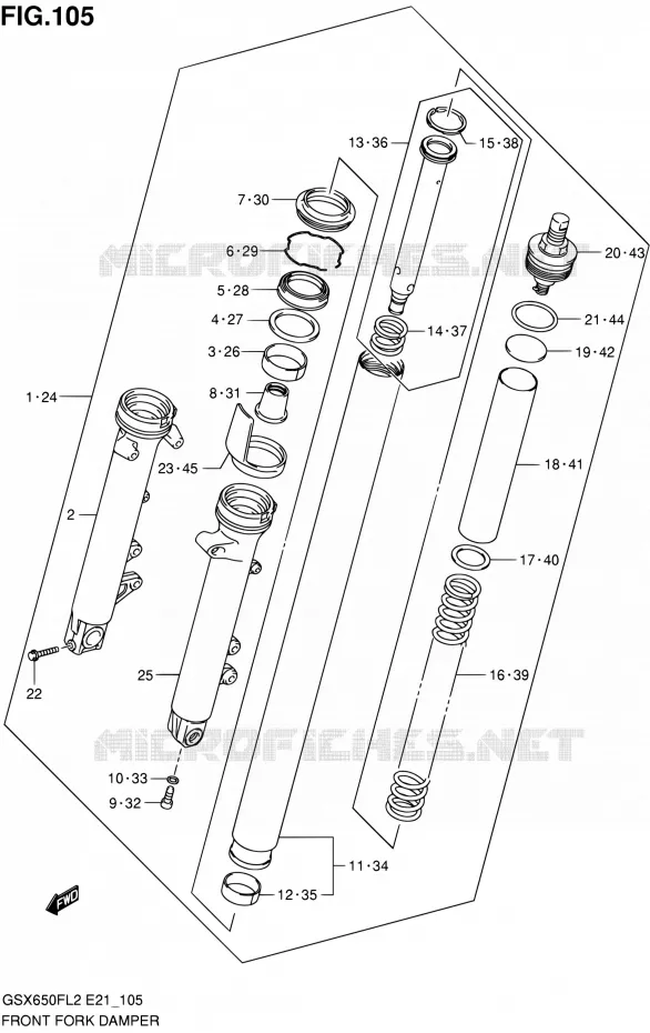 VOORVORK (GSX650FL2 E21) Suzuki MOTO 650 GSX-F 2012  GSX650FUL2(E24)