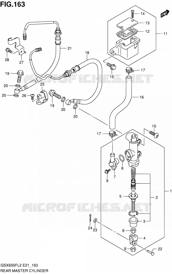 ACHTER HOOFDREMCILINDER (GSX650FUAL2 E21) Suzuki MOTO 650 GSX-F 2012  GSX650FUAL2(E21)