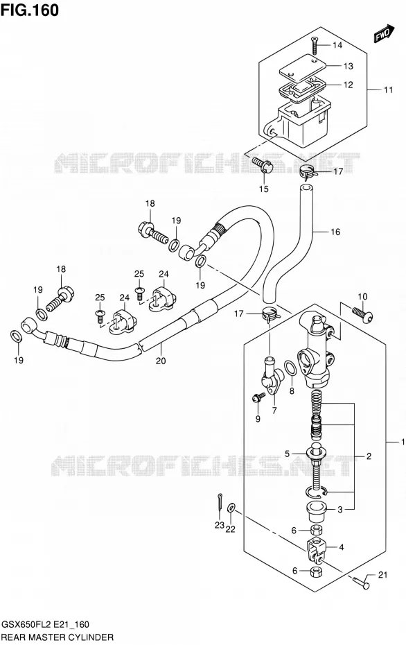 ACHTER HOOFDREMCILINDER (GSX650FUL2 E21) Suzuki MOTO 650 GSX-F 2012  GSX650FUAL2(E21)