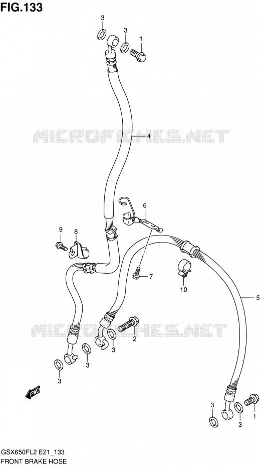 FRONT REMSLANG (GSX650FUL2 E21) Suzuki MOTO 650 GSX-F 2012  GSX650FUAL2(E21)
