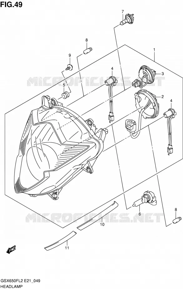 KOPLAMP (GSX650FUAL2 E21) Suzuki MOTO 650 GSX-F 2012  GSX650FUAL2(E21)