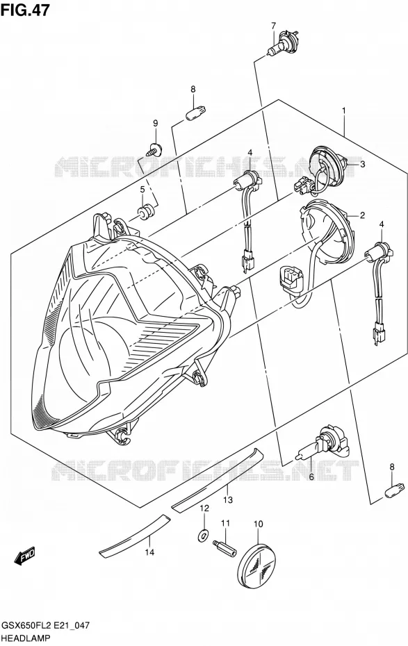 KOPLAMP (GSX650FUL2 E24) Suzuki MOTO 650 GSX-F 2012  GSX650FUAL2(E21)