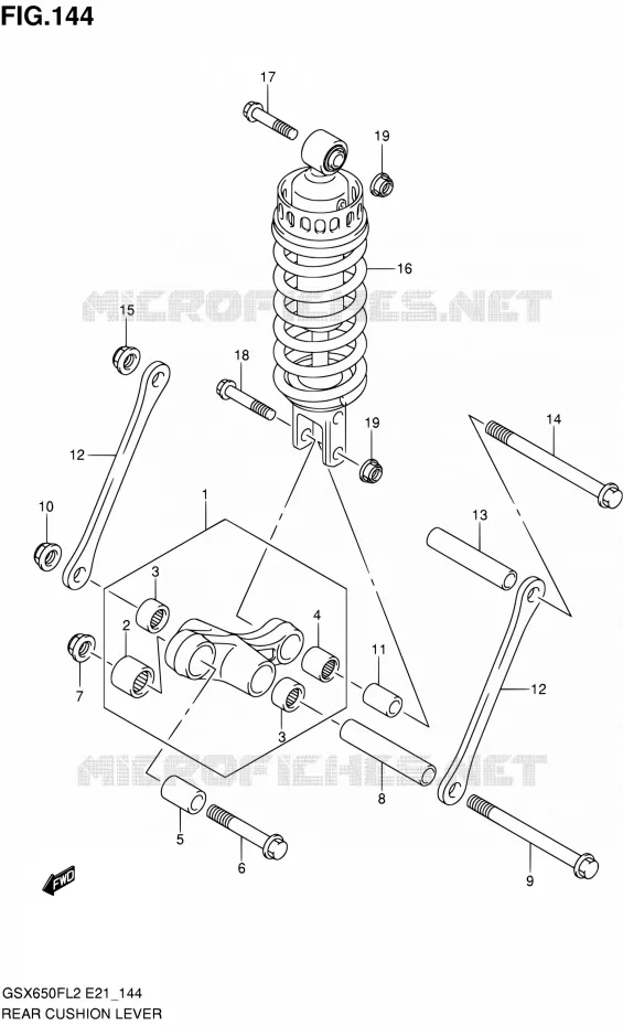 SCHOKBREKER AANEENSCHAKELING (GSX650FAL2 E21) Suzuki MOTO 650 GSX-F 2012  GSX650FUAL2(E21)