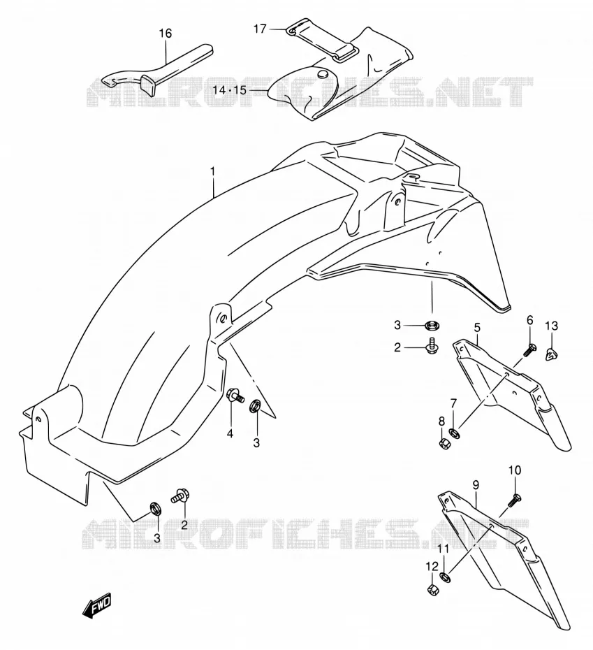 ACHTERSPATBORD (MODELE K/L/M/N/P/R) Suzuki MOTO 750 GSX-F 1990  GSX750FL(E02)