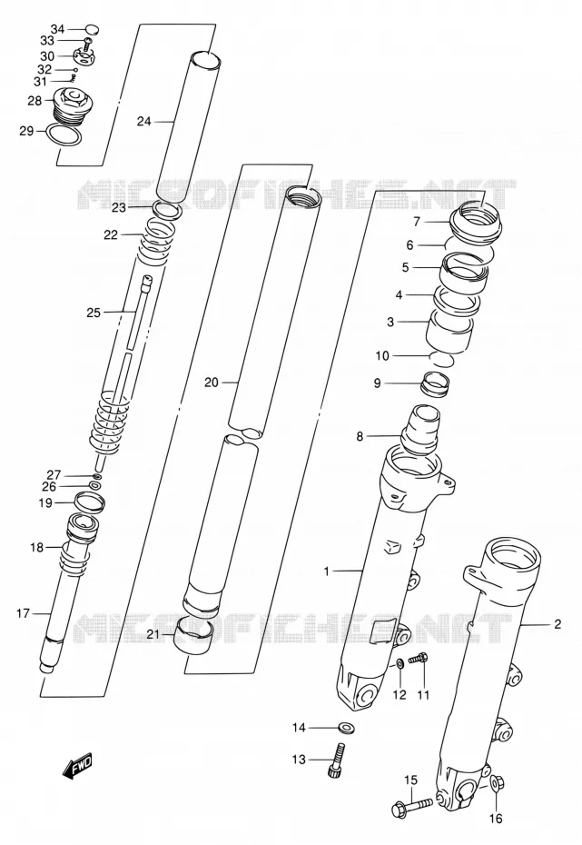 FRONT SCHOKDEMPER (MODELE K/L/M/N/P/R) Suzuki MOTO 750 GSX-F 1990  GSX750FL(E02)