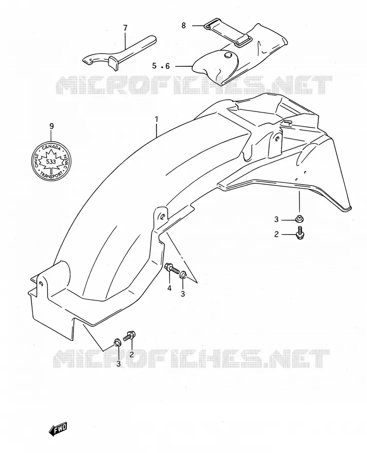 ACHTERSPATBORD Suzuki MOTO 750 GSX-F 1994  GSX750F R (E03,E28,E33)
