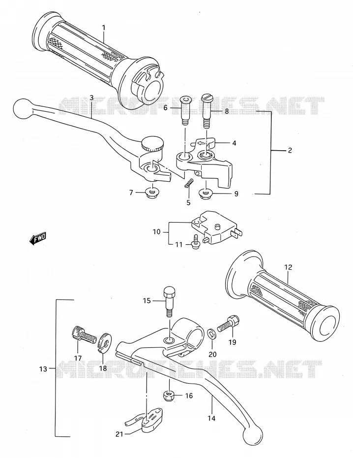 HANDGRIPS - LEVERS Suzuki MOTO 750 GSX-F 1995  GSX750F S (E03,E28,E33)