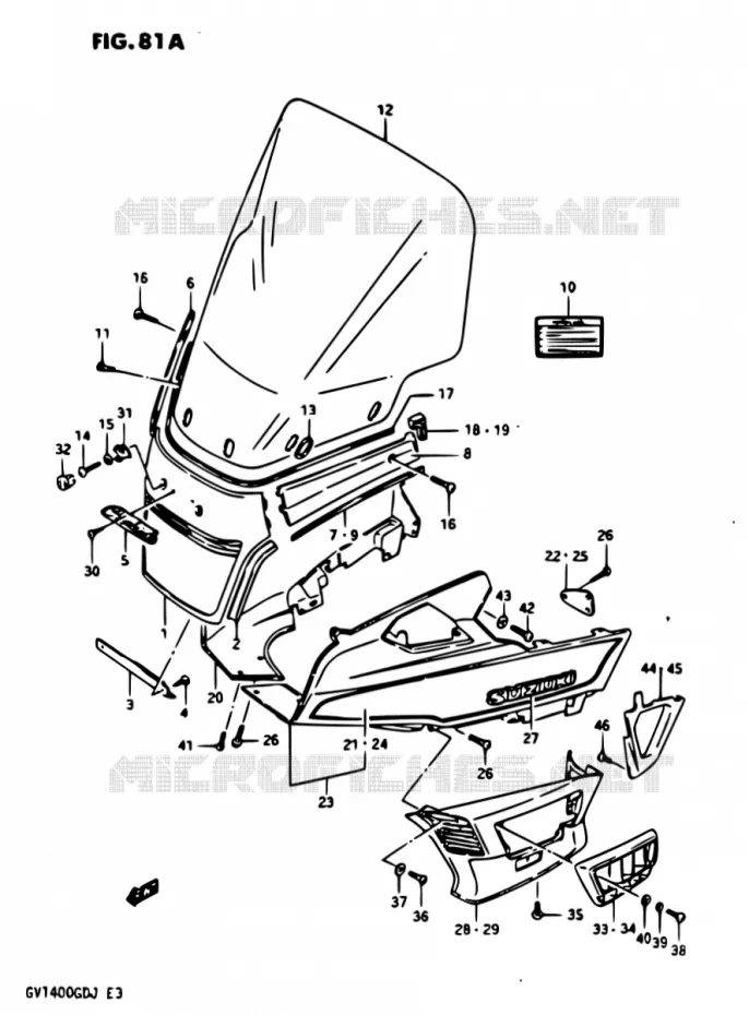 FRONT KUIP MODEL J Suzuki MOTO 1400 CAVALCADE 1987  GV1400GD H/GV1400GC H