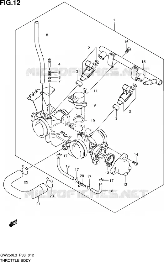 GASKLEPHUIS Suzuki MOTO 250 INAZUMA 2013  GW250 L3 (P03,P28,P33)
