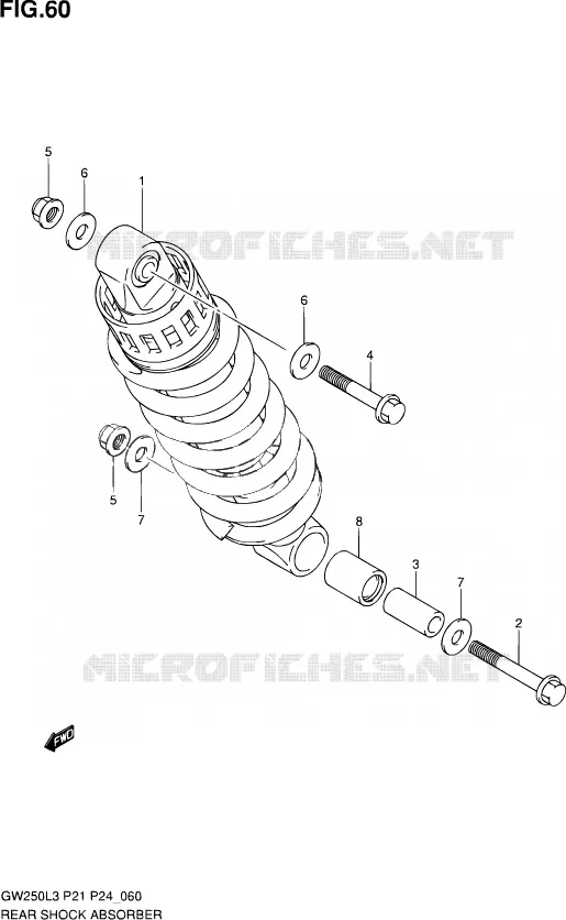 ACHTER SCHOKDEMPER Suzuki MOTO 250 INAZUMA 2014  GW250 L3 (P21)