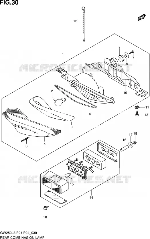 ACHTERLICHT (GW250L3 P21) Suzuki MOTO 250 INAZUMA 2012  GW250 L3 (P21)