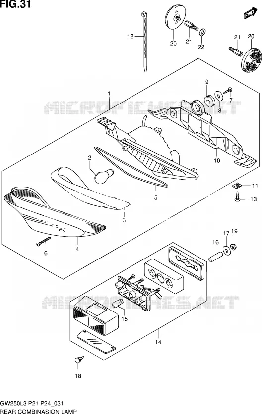 ACHTERLICHT (GW250L3 P24) Suzuki MOTO 250 INAZUMA 2014  GW250 L3 (P21)