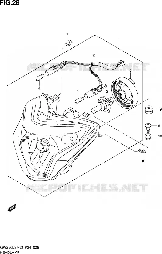 KOPLAMP Suzuki MOTO 250 INAZUMA 2012  GW250 L3 (P21)