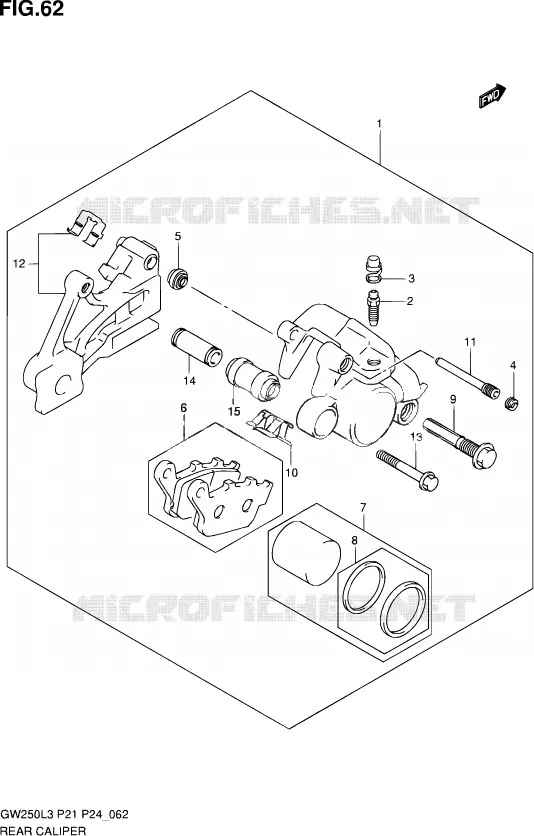 REAR CALIPER Suzuki MOTO 250 INAZUMA 2012  GW250 L3 (P21)
