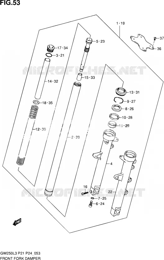 VOORVORK (GW250L3 P24) Suzuki MOTO 250 INAZUMA 2013  GW250 L3 (P21)
