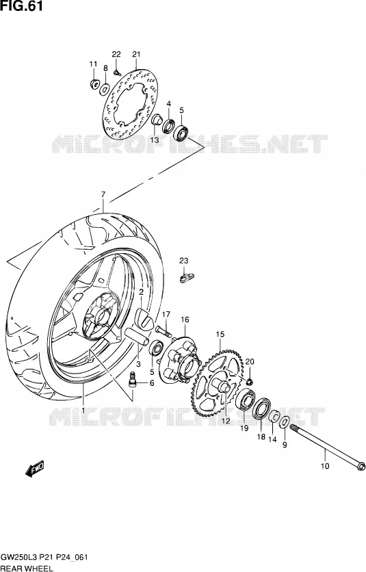 ACHTERWIEL Suzuki MOTO 250 INAZUMA 2013  GW250 L3 (P24)