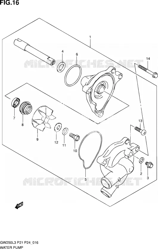 WATERPOMP Suzuki MOTO 250 INAZUMA 2013  GW250 L3 (P24)