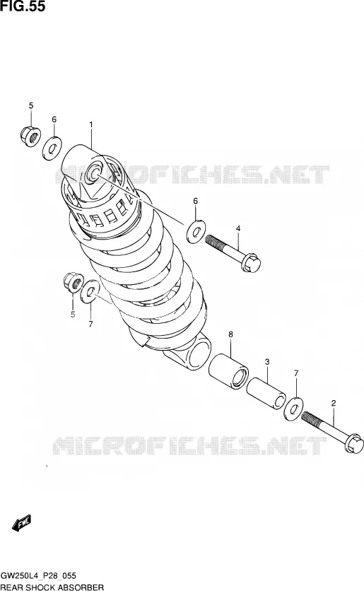 ACHTER SCHOKDEMPER Suzuki MOTO 250 INAZUMA 2014  GW250 L4 (P28)