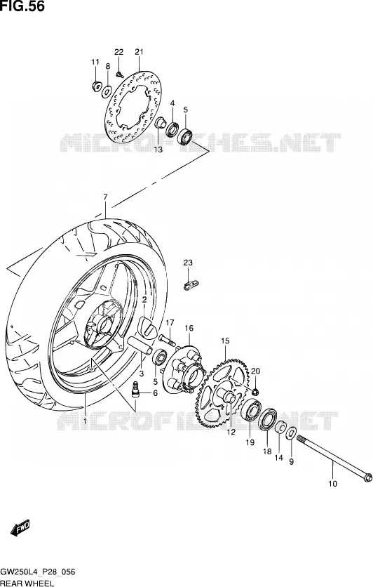 ACHTERWIEL Suzuki MOTO 250 INAZUMA 2014  GW250 L4 (P28)