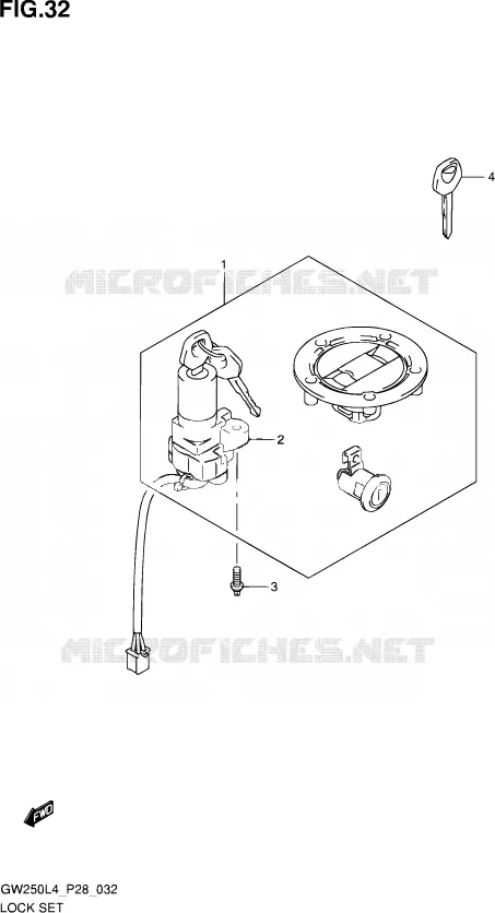 LOCK SET Suzuki MOTO 250 INAZUMA 2014  GW250 L4 (P28)