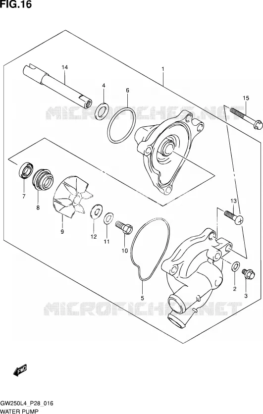 WATERPOMP Suzuki MOTO 250 INAZUMA 2014  GW250 L4 (P28)