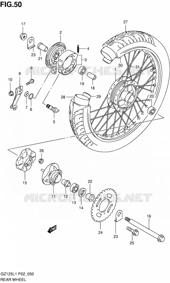 ACHTERWIEL Suzuki MOTO 125 MARAUDER 2011  GZ125L1(E02)