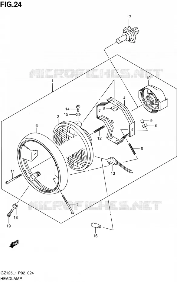 KOPLAMP (MODEL  P02) Suzuki MOTO 125 MARAUDER 2011  GZ125L1(E02)