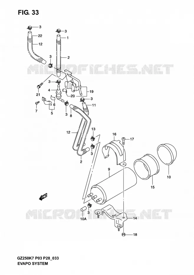 FUEL EVAP SYSTEM (P33) Suzuki MOTO 250 MARAUDER 2005  GZ250K5(E03,E28,E33)