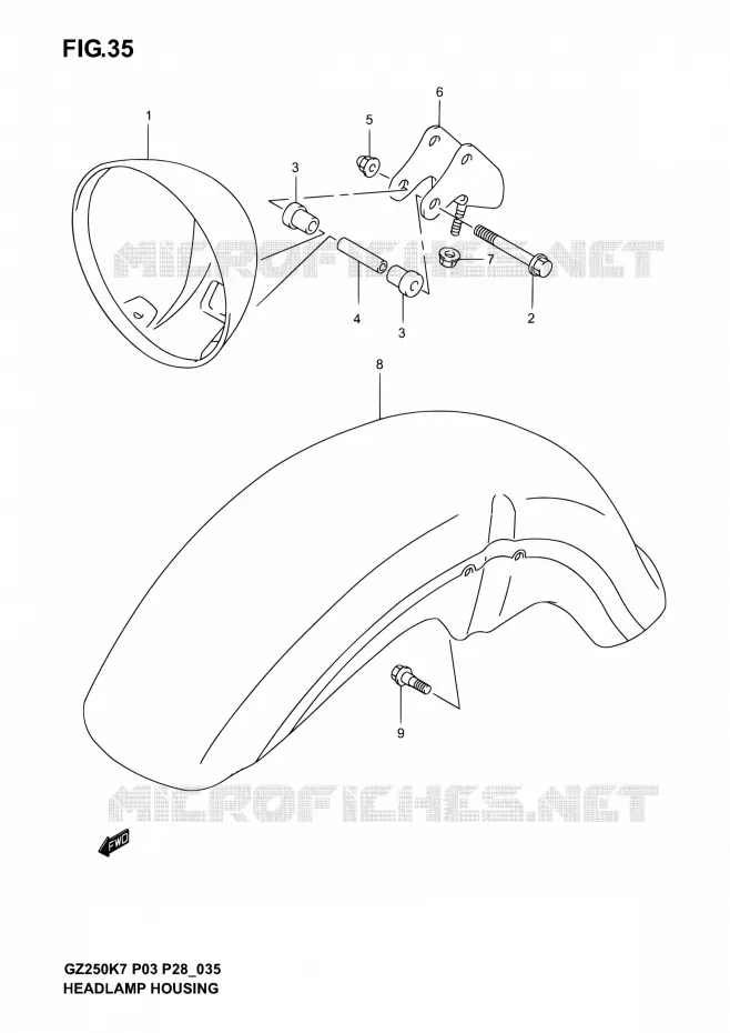 HEADLIGHT BOWL Suzuki MOTO 250 GZ 2006  GZ250K6(E03,E28,E33)
