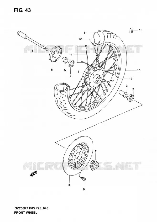 VOORWIEL Suzuki MOTO 250 GZ 2006  GZ250K6(E03,E28,E33)