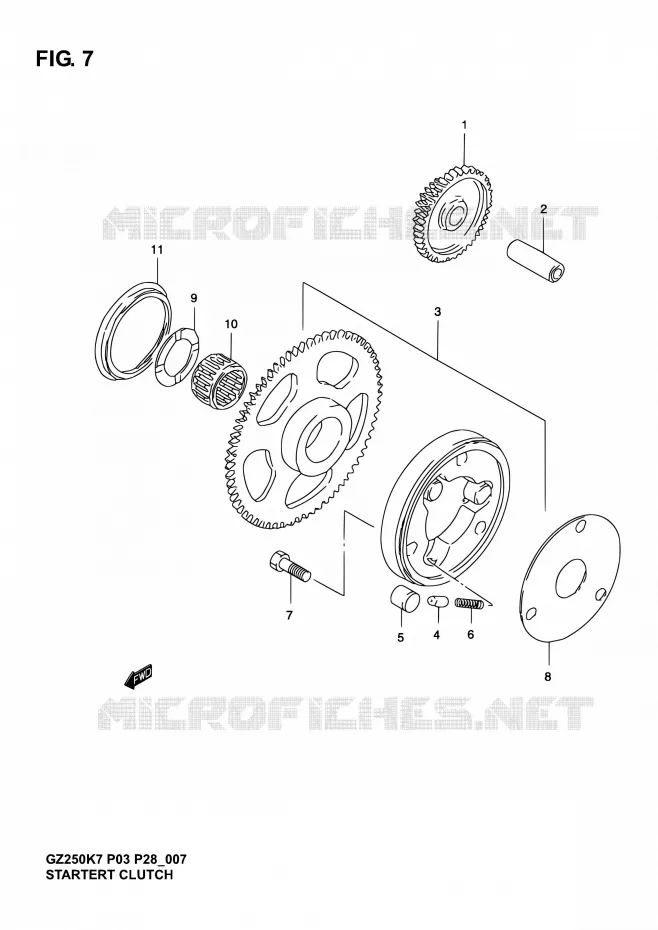 STARTMOTOR CLUTCH Suzuki MOTO 250 GZ 2007  GZ250K7(E03,E28,E33)