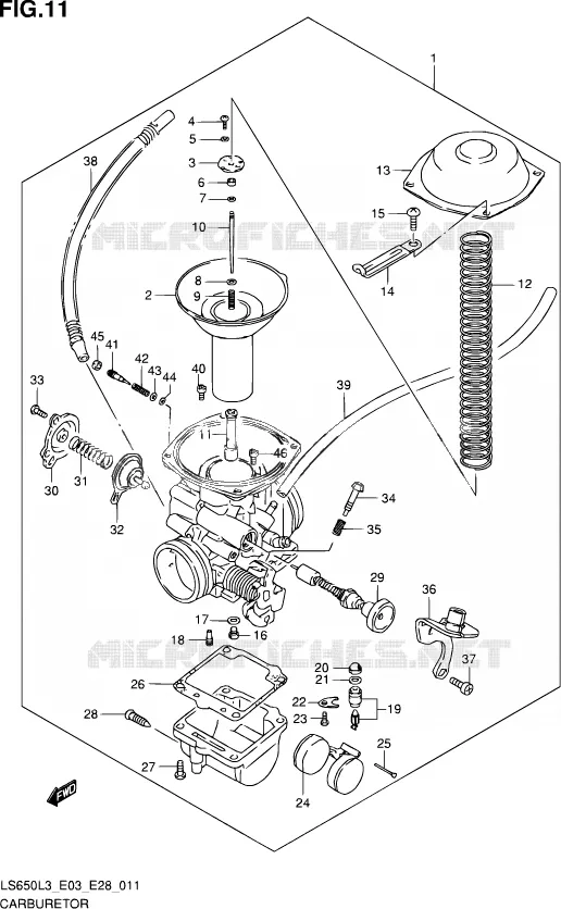 CARBURATOR (LS650L3 E03) Suzuki MOTO 650 SAVAGE 2013  LS650 L3