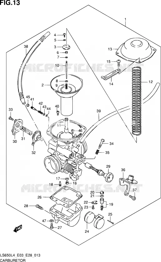 CARBURATOR (LS650L4 E33) Suzuki MOTO 650 SAVAGE 2014  LS650 L4