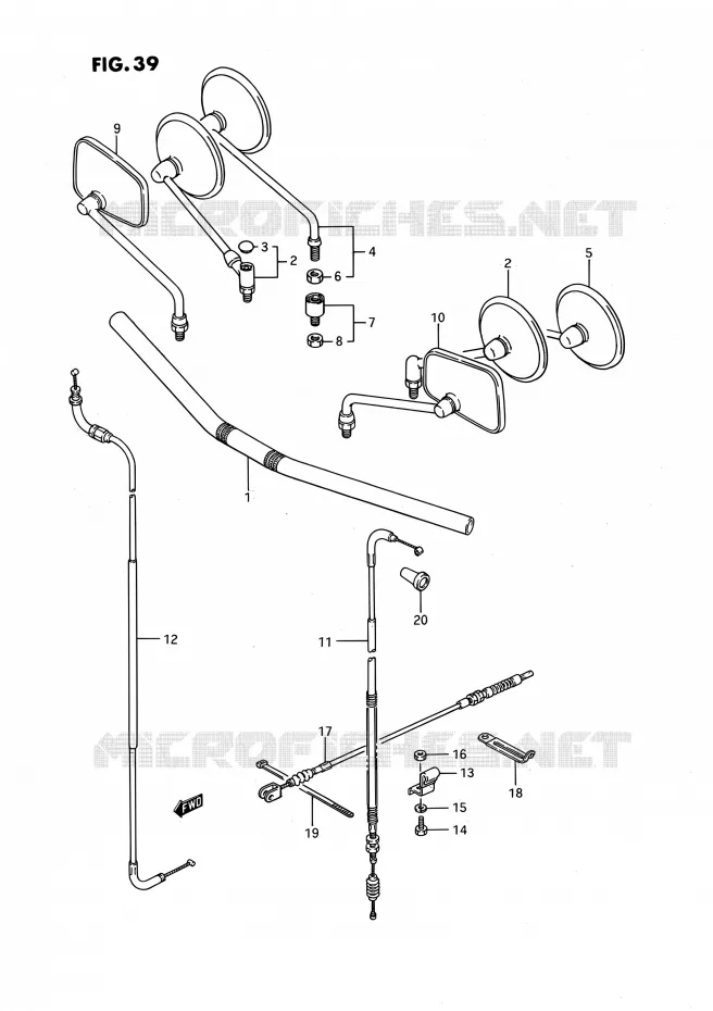 STUUR - KABELS (LS650FG/FJ/FK) Suzuki MOTO 650 SAVAGE 1990  LS650PL(E24)
