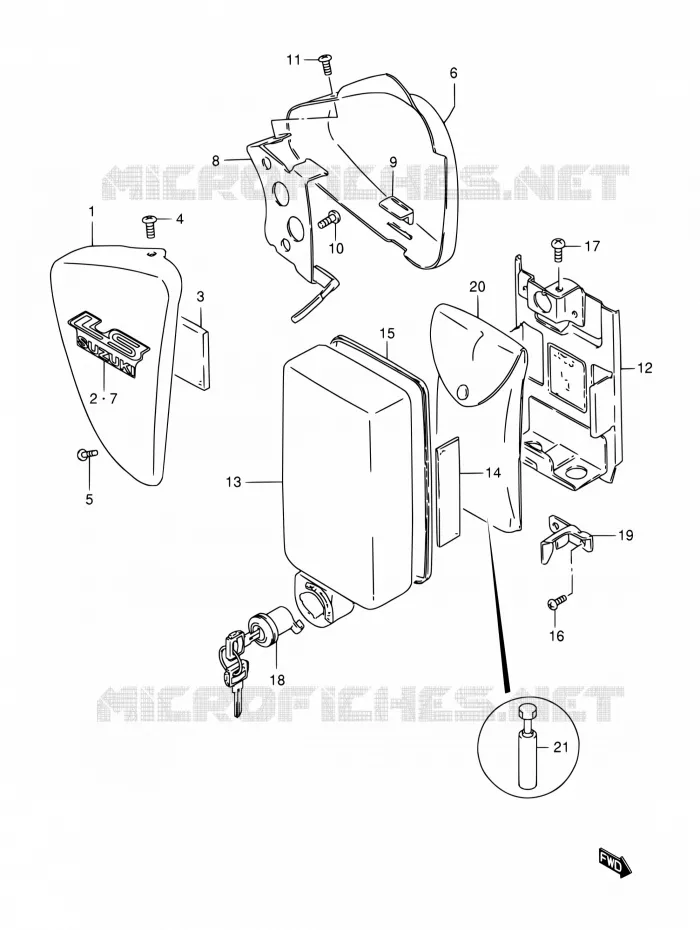 ACHTER KUIP  (MODELE K2/K3) Suzuki MOTO 650 SAVAGE 2002  LS650PK2(E22)